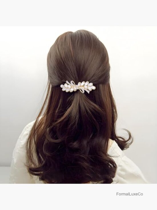 Metal Wheat Hair Clips Rhinestone Pearl Barrettes for Women main image 4
